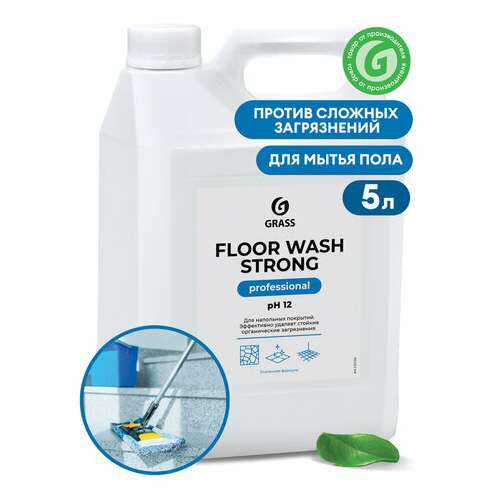  Средство концентрат для машинной и ручной мойки полов 5,6 кг, grass floor wash strong, щелочь, 125193 | Средства для мытья пола