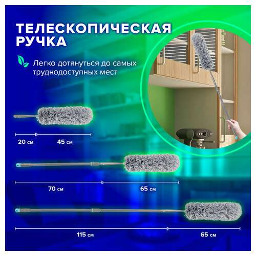  Пипидастр (сметка-метелка) для уборки, метелка 45 см, рукоятка 130-180 см, серый, laima home, 606807 | Щетки, метлы, пипидастры
