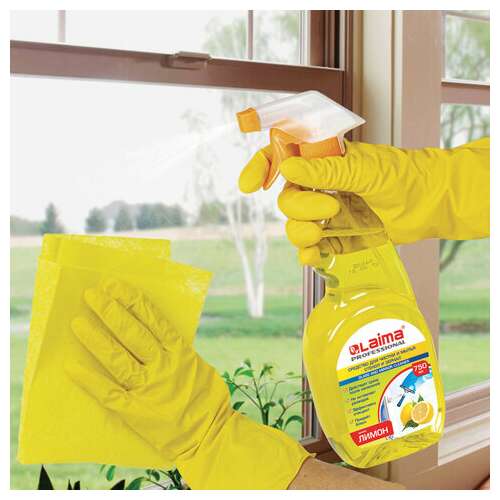  Средство для мытья стекол и зеркал 750 мл, laima professional "лимон", распылитель, 604653 | Средства для мытья стекол