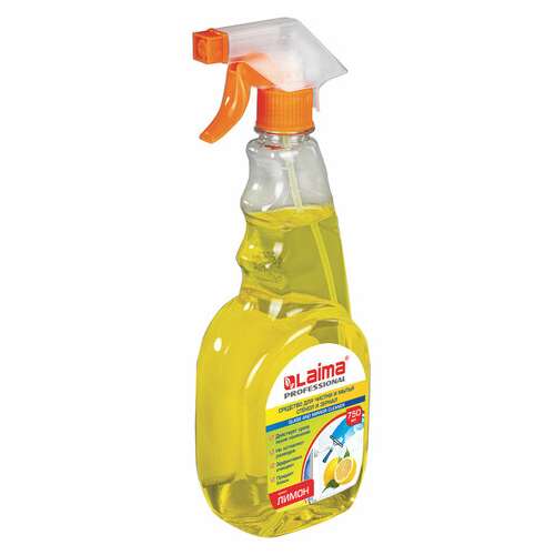  Средство для мытья стекол и зеркал 750 мл, laima professional "лимон", распылитель, 604653 | Средства для мытья стекол