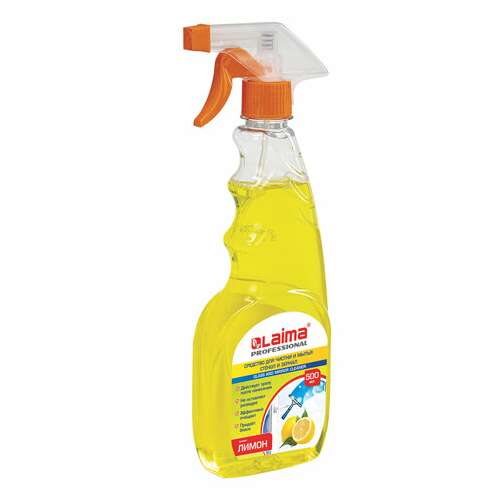  Средство для мытья стекол и зеркал 500 мл, laima professional "лимон", распылитель, 604652 | Средства для мытья стекол