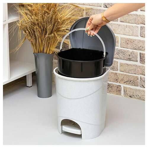  Ведро-контейнер 11 л, с крышкой и педалью, для мусора, 33х26х27 см, серое, idea, м2891 | Контейнеры и ведра для мусора