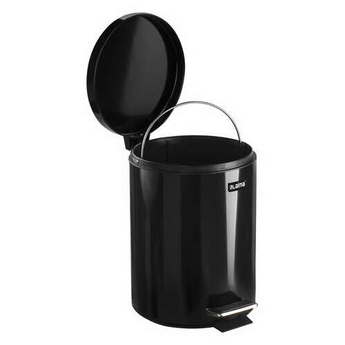  Ведро-контейнер для мусора (урна) с педалью laima "classic", 5 л, черное, глянцевое, металл, со съемным внутренним ведром, 604943 | Контейнеры и ведра для мусора