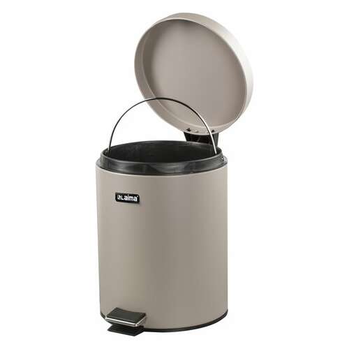  Ведро-контейнер для мусора (урна) с педалью laima "classic", 5 л, серое, матовое, металл, со съемным внутренним ведром, 602849 | Контейнеры и ведра для мусора