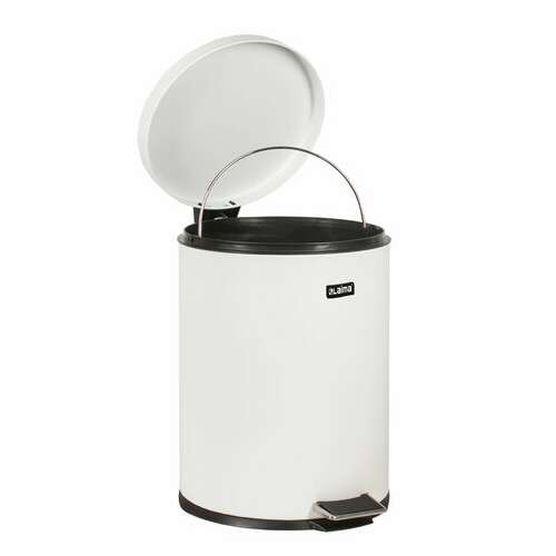  Ведро-контейнер для мусора (урна) с педалью laima "classic", 5 л, белое, глянцевое, металл, со съемным внутренним ведром, 604947 | Контейнеры и ведра для мусора