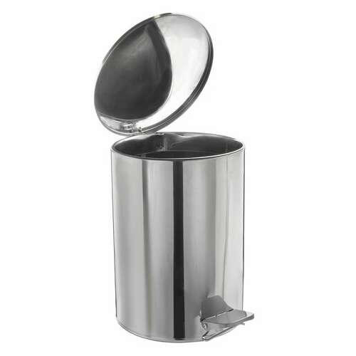  Ведро для мусора с педалью, усиленное, титан, 20 литров, кольцо под мешок, нержавеющая сталь, хром | Контейнеры и ведра для мусора
