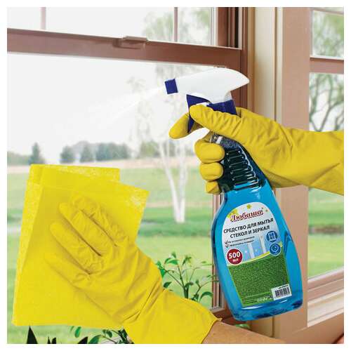  Средство для мытья стекол и зеркал 500 мл "морозная свежесть", распылитель, любаша, 608534 | Средства для мытья стекол