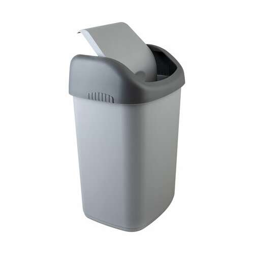  Ведро-контейнер 14 л с качающейся крышкой, для мусора, подвесное, 42х27х21 см, серый/графит, 327, 433270065 | Контейнеры и ведра для мусора