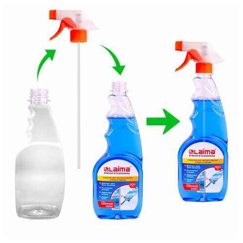  Средство для мытья стекол и зеркал 500 мл laima professional, свежий озон, сменный блок, 606739 | Средства для мытья стекол
