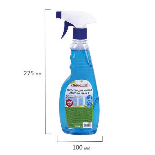  Средство для мытья стекол и зеркал 500 мл "морозная свежесть", распылитель, любаша, 608534 | Средства для мытья стекол