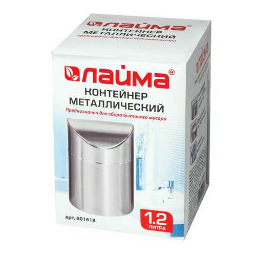  Урна для мусора 1,2 л laima настольная, с качающейся крышкой, d 12х16,5 см, нержавеющая сталь, матовая, 601618 | Контейнеры и ведра для мусора