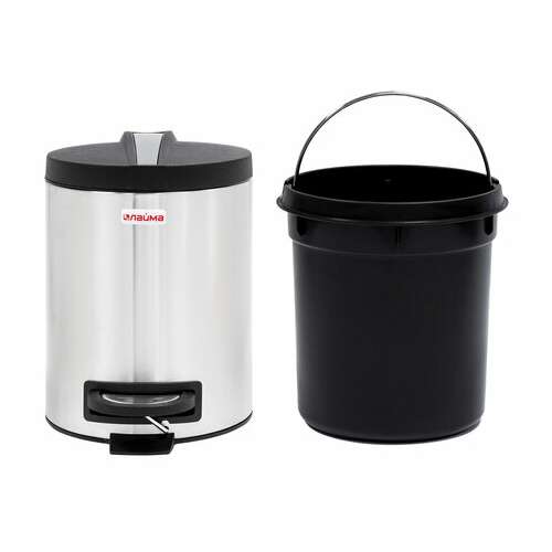  Ведро-контейнер для мусора (урна) с педалью laima "modern", 5 л, матовое, нержавеющая сталь, 606301 | Контейнеры и ведра для мусора