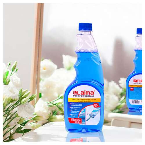  Средство для мытья стекол и зеркал 500 мл laima professional, свежий озон, сменный блок, 606739 | Средства для мытья стекол