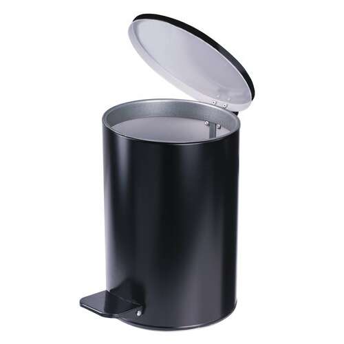  Ведро для мусора с педалью, усиленное, титан, 10 литров, черное, оцинкованная сталь | Контейнеры и ведра для мусора