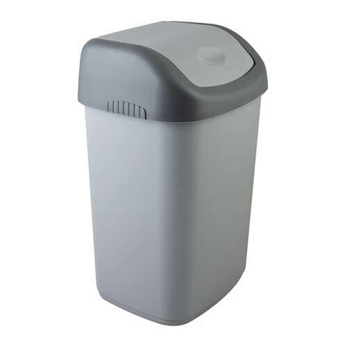  Ведро-контейнер 14 л с качающейся крышкой, для мусора, подвесное, 42х27х21 см, серый/графит, 327, 433270065 | Контейнеры и ведра для мусора