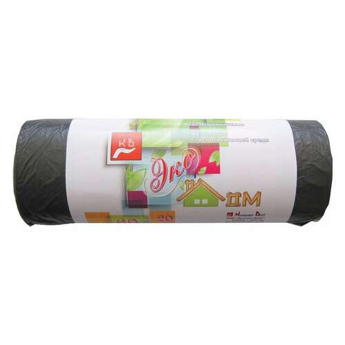  Мешки для мусора, 60 л, черные, в рулоне 20 шт., пнд, 7 мкм, 60х70 см, эконом, кб, "экодом", 1749 | Мешки для мусора универсальные