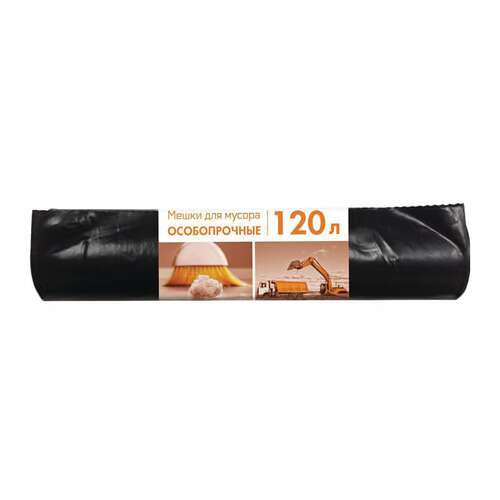  Мешки для мусора 120 л, черные, в рулоне 10 шт., пвд, 80 мкм, 70х108 см, особо прочные, кб, 3156 | Мешки для мусора универсальные
