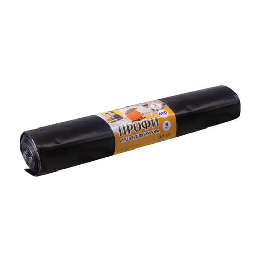  Мешки для мусора 480 л, черные, в рулоне 5 шт., пвд, 65 мкм, 130х170 см, особо прочные, концепция быта "профи", 2890 | Мешки для мусора универсальные