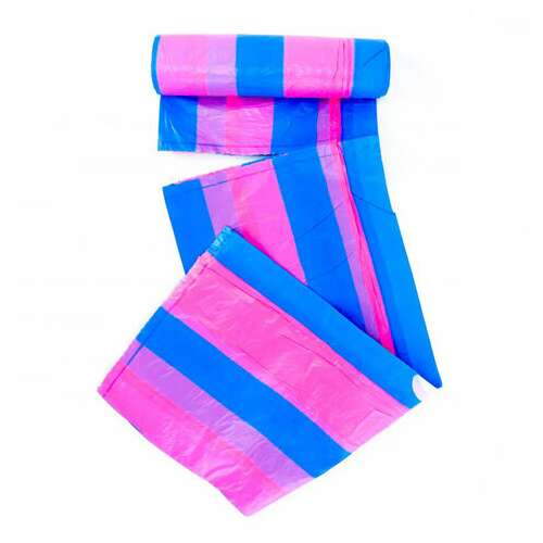  Мешки для мусора с завязками 35 л, в рулоне, 15 шт., псд, 20 мкм, 50х60 см, "полосатики", голубой/розовый, avikomp, 40196 | Мешки для мусора универсальные