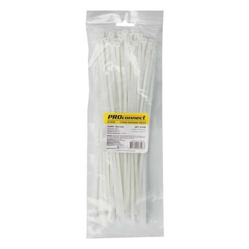  Хомуты (стяжки), нейлоновые, 3,6 мм х 300 мм, комплект 100 шт., белые, европодвес, 57-0300 | Хомуты (стяжки)