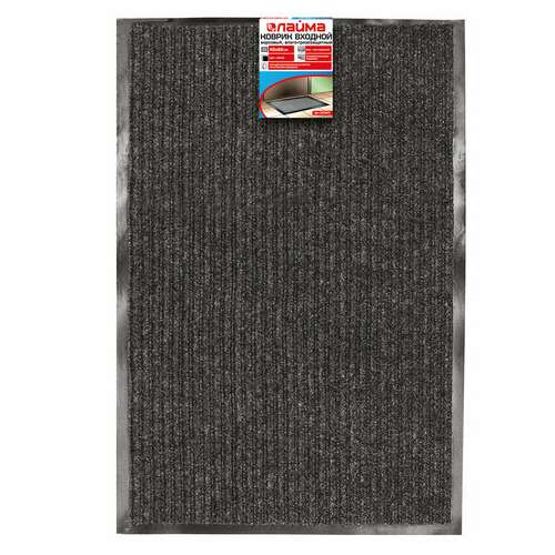  Коврик входной ворсовый влаго-грязезащитный 40х60 см, толщина 7 мм, ребристый, черный, laima, 602863 | Коврики входные грязезащитные