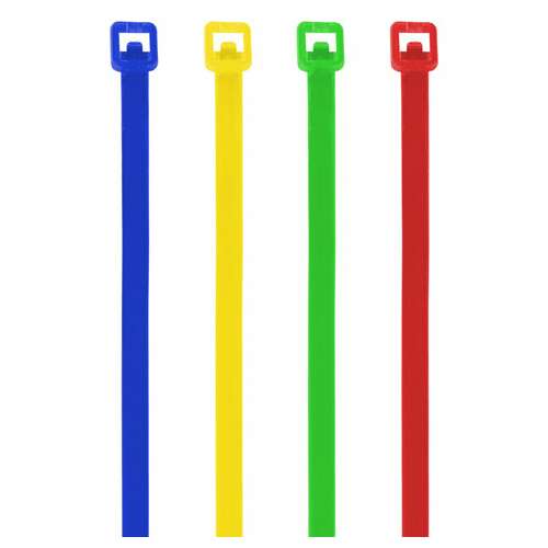  Стяжки (хомуты) нейлоновые сверхпрочные цветные в тубе 2,5х200 мм, комплект 200 шт., sonnen, 607925 | Хомуты (стяжки)