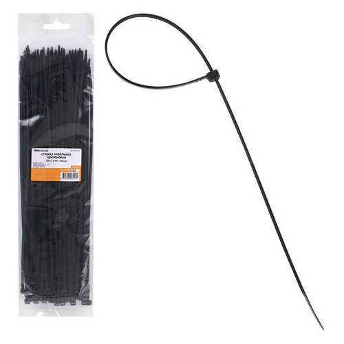  Хомуты (стяжки), нейлоновые, 3,6 мм х 300 мм, комплект 100 шт., черные, европодвес, 57-0301 | Хомуты (стяжки)
