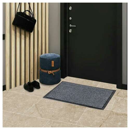 Коврик входной ворсовый влаго-грязезащитный 40х60 см, толщина 7 мм, ребристый, серый, laima, 602861  Коврик входной ворсовый влаго-грязезащитный 40х60 см, толщина 7 мм, ребристый, серый, laima, 602861 | Коврики входные грязезащитные