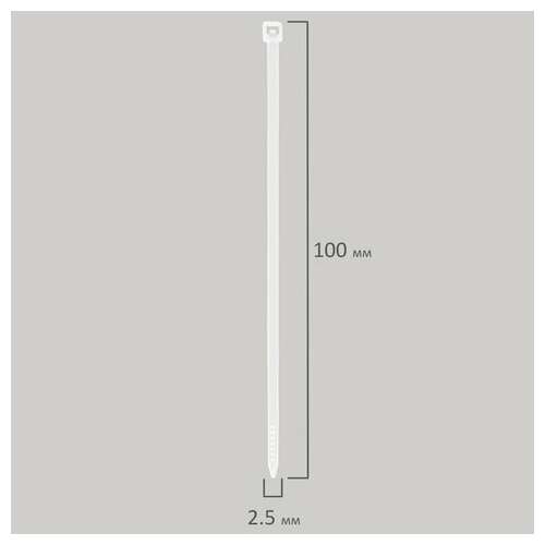  Стяжка (хомут) нейлоновая сверхпрочная power lock, 2,5х100 мм, комплект 100 шт., белая, sonnen, 607918 | Хомуты (стяжки)