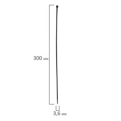  Хомуты (стяжки), нейлоновые, 3,6 мм х 300 мм, комплект 100 шт., черные, европодвес, 57-0301 | Хомуты (стяжки)