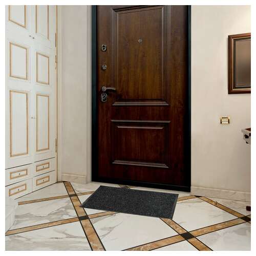  Коврик входной ворсовый влаго-грязезащитный 40х60 см, толщина 7 мм, ребристый, черный, laima, 602863 | Коврики входные грязезащитные