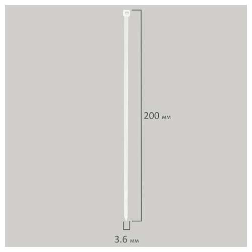  Стяжка (хомут) нейлоновая сверхпрочная power lock, 3,6х200 мм, комплект 100 шт., белая, sonnen, 607921 | Хомуты (стяжки)