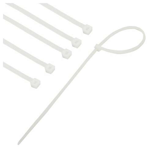  Хомуты (стяжки), нейлоновые, 3,6 мм х 250 мм, комплект 100 шт., белые, европодвес, 57-0250 | Хомуты (стяжки)