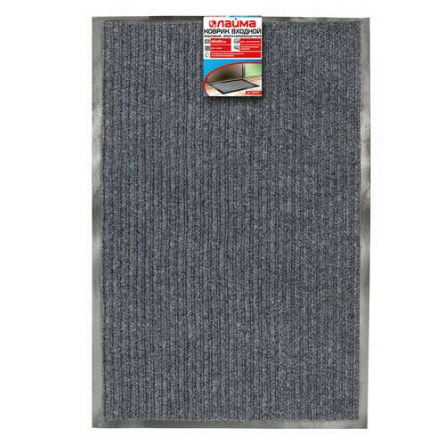  Коврик входной ворсовый влаго-грязезащитный 60х90 см, толщина 7 мм, ребристый, серый, laima, 602867 | Коврики входные грязезащитные