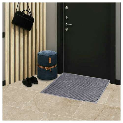  Коврик входной ворсовый влаго-грязезащитный 60х90 см, толщина 7 мм, ребристый, серый, laima, 602867 | Коврики входные грязезащитные