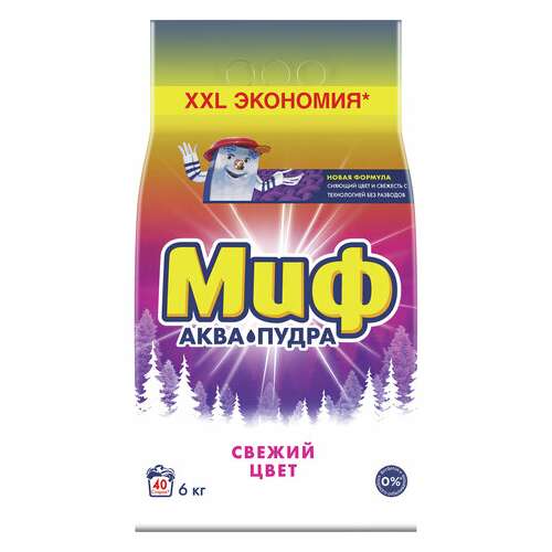  Стиральный порошок-автомат 6 кг, миф 3 в 1 "свежий цвет" | Стиральные порошки