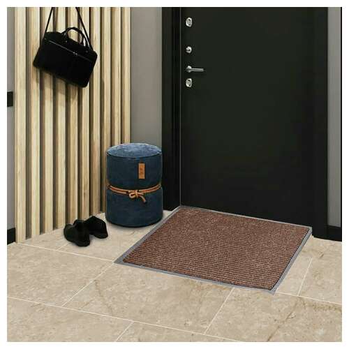  Коврик входной ворсовый влаго-грязезащитный 60х90 см, толщина 7 мм, ребристый, коричневый, laima, 602868 | Коврики входные грязезащитные