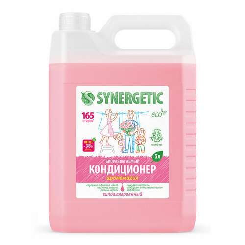  Кондиционер-ополаскиватель для белья 5 л synergetic "аромамагия", гипоаллергенный, концентрат, 110500 | Кондиционеры для белья