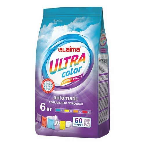  Стиральный порошок автомат 6 кг, laima ultra color, улучшенная формула, 60 стирок, универсальный, 608538 | Стиральные порошки