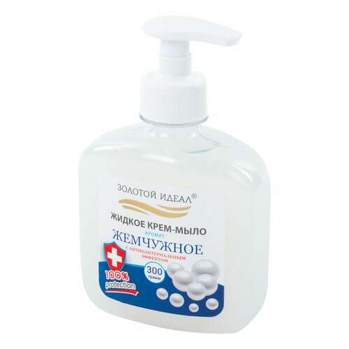  Мыло-крем жидкое 300 г золотой идеал "жемчужное", с антибактериальным эффектом, дозатор, 606780 | Мыло жидкое