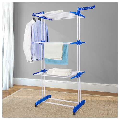  Сушилка напольная для белья раскладная многофункциональная, 3 уровня, на колесах, laima home, 607807 | Сушилки для белья