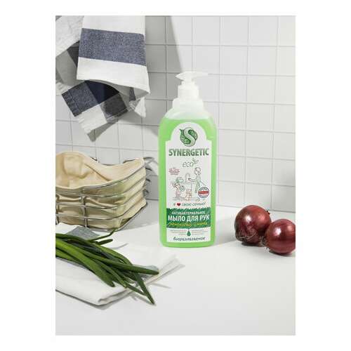  Мыло жидкое антибактериальное 1 л synergetic "лемонграсс и мята", антизапах, дозатор, 105101 | Мыло жидкое