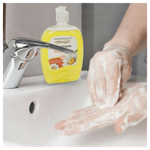  Мыло жидкое 500 г золотой идеал "ромашка", флип топ, 606784 | Мыло жидкое