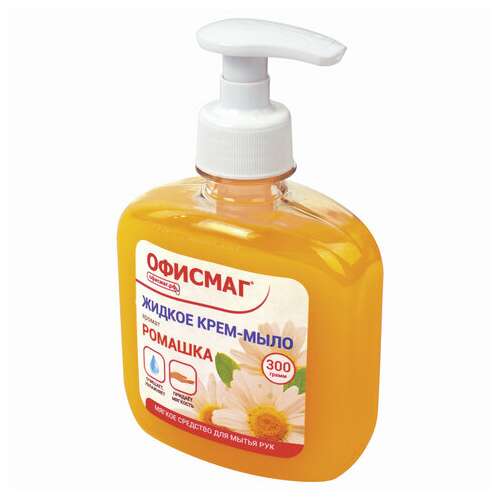  Мыло-крем жидкое 300 г офисмаг, "ромашка", дозатор, 606783 | Мыло жидкое