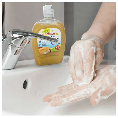  Мыло жидкое 500 г любаша "хозяйственное", флип-топ, 606380 | Мыло хозяйственное