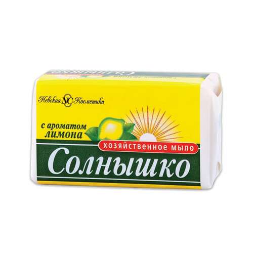  Мыло хозяйственное 140 г, солнышко, с ароматом лимона, 11141 | Мыло хозяйственное