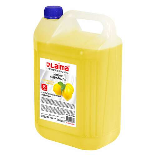  Мыло-крем жидкое 5 л, лайма professional "лимон", с антибактериальным эффектом, 600190 | Мыло жидкое