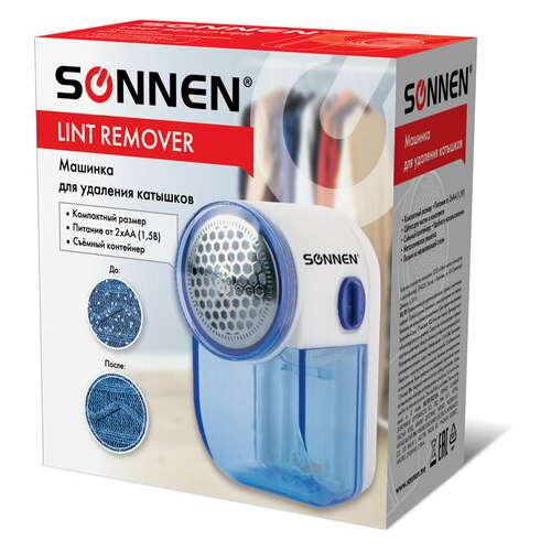  Машинка для удаления катышков миниклинер sonnen fs-8808, белый/синий, 455464 | Машинки для удаления катышков