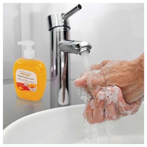  Мыло-крем жидкое 500 г золотой идеал "мед и молоко", дозатор, 606787 | Мыло жидкое