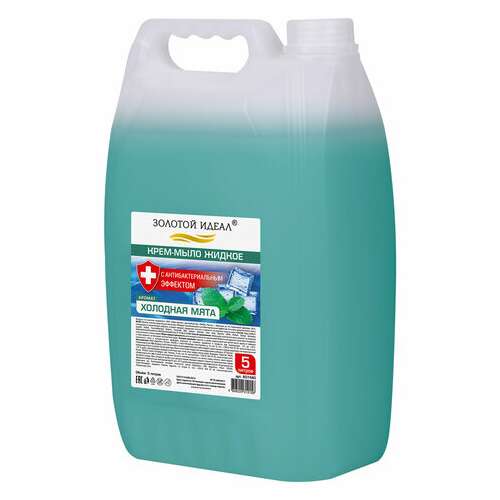  Мыло-крем жидкое с антибактериальным эффектом, 5 л, золотой идеал "холодная мята", 607490 | Мыло жидкое
